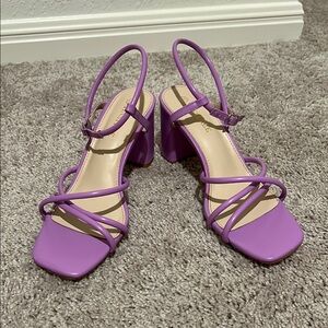 Purple Heels with Square Toe and Slim Straps